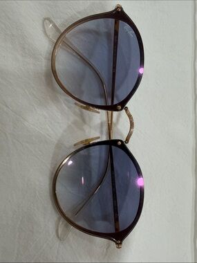 Ray-Ban gold hidden Frame Sunglasses with Blue Lenses
